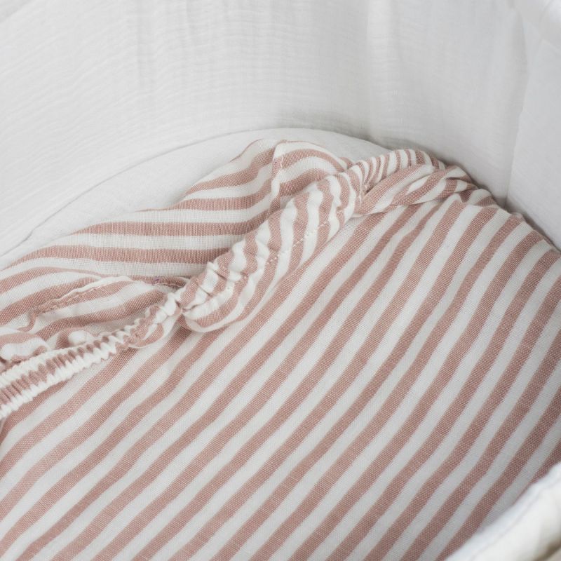 Lot de 2 draps housses pour nacelle Praliné Vichy Rayures Moka Walking Mum Produit 6